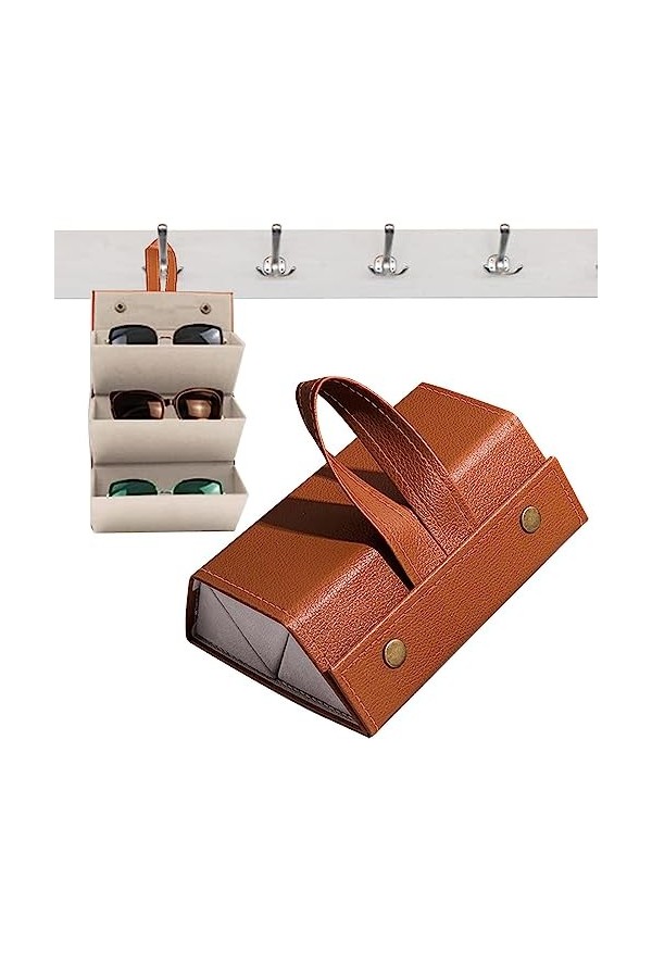 Anulely voyage portable pour lunettes soleil, étui pliable en cuir synthétique pour lunettes soleil, boîte à lunettes polyval