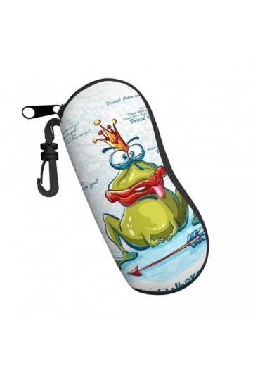 Étui souple pour lunettes de soleil avec clip ceinture - Motif grenouille souriante - Fermeture éclair - Pour homme et femme,