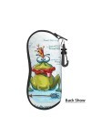 Étui souple pour lunettes de soleil avec clip ceinture - Motif grenouille souriante - Fermeture éclair - Pour homme et femme,