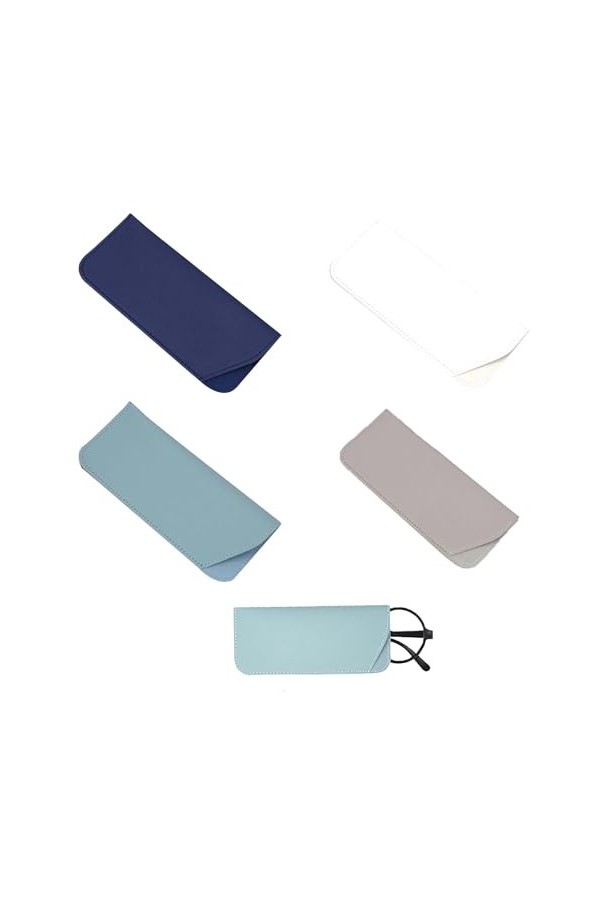Haqatr Lot de 4 étuis à lunettes souples en cuir – Étui portable pour lunettes de lecture, lunettes de soleil, anti-rayures, 