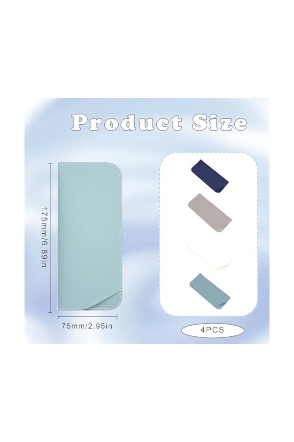 Haqatr Lot de 4 étuis à lunettes souples en cuir – Étui portable pour lunettes de lecture, lunettes de soleil, anti-rayures, 