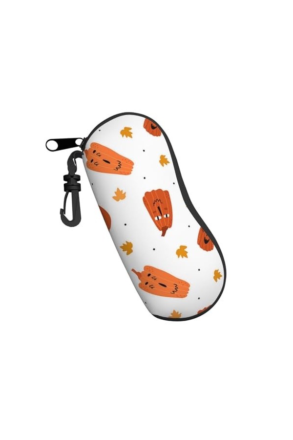 Étui à lunettes de soleil souple avec mousqueton citrouilles feuille dérable portable fermeture éclair boîte à lunettes de s