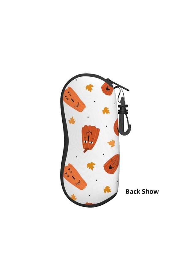 Étui à lunettes de soleil souple avec mousqueton citrouilles feuille dérable portable fermeture éclair boîte à lunettes de s