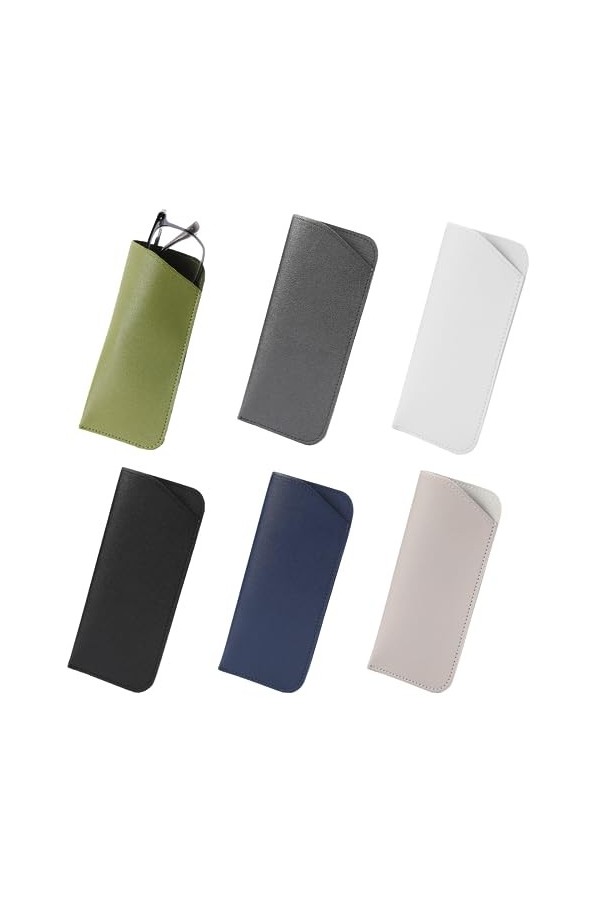 KALIONE Lot de 6 étuis à lunettes souples en cuir synthétique - Anti-rayures - Pour homme et femme, multicolore, taille uniqu