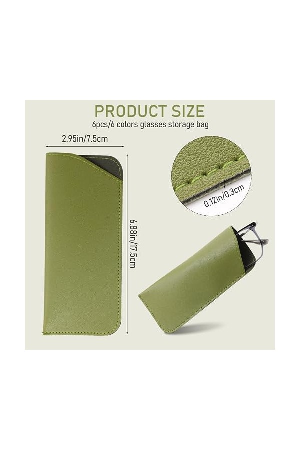 KALIONE Lot de 6 étuis à lunettes souples en cuir synthétique - Anti-rayures - Pour homme et femme, multicolore, taille uniqu