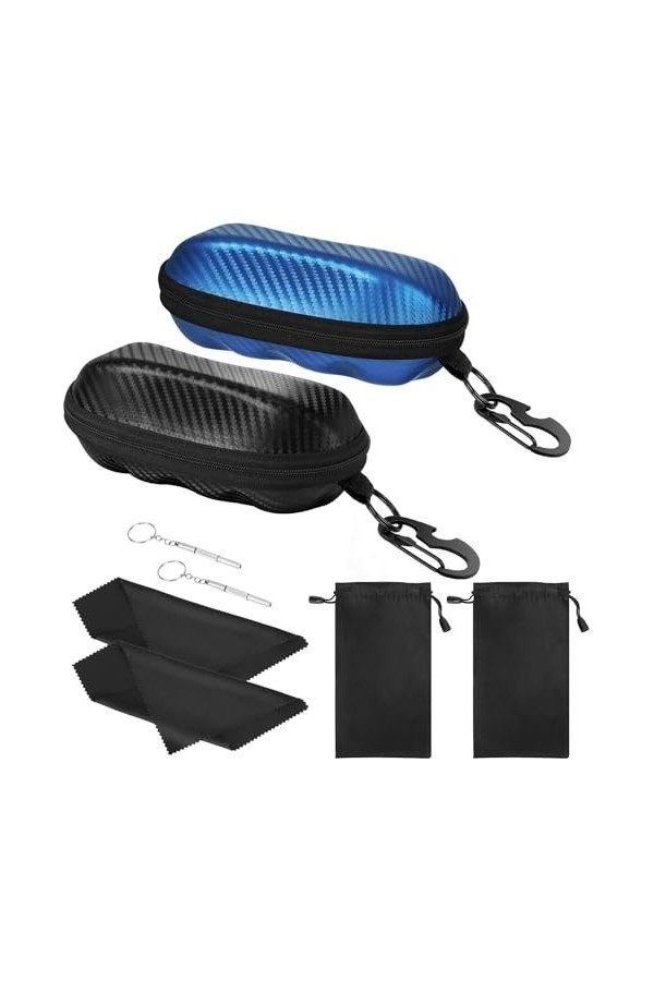 MoKo Étui à Lunettes de Soleil, Coque Semi-Dure Étui de Protection Unisexe, Support dÉtui à Lunettes en PU avec Crochet de S