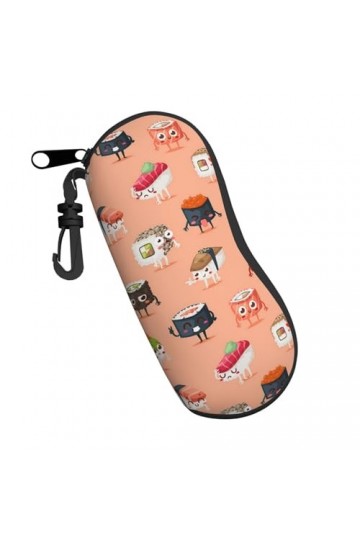 Étui à lunettes de soleil souple avec mousqueton Kawaii Sushi Food Portable Fermeture éclair Boîte à lunettes de sécurité pou