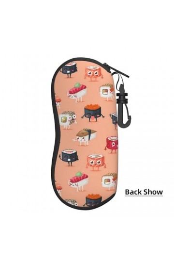 Étui à lunettes de soleil souple avec mousqueton Kawaii Sushi Food Portable Fermeture éclair Boîte à lunettes de sécurité pou