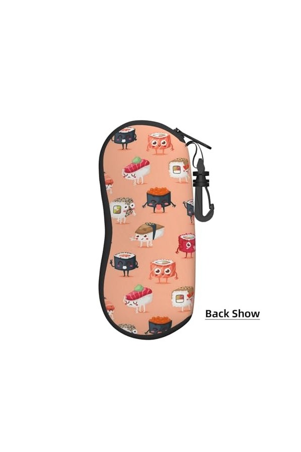 Étui à lunettes de soleil souple avec mousqueton Kawaii Sushi Food Portable Fermeture éclair Boîte à lunettes de sécurité pou