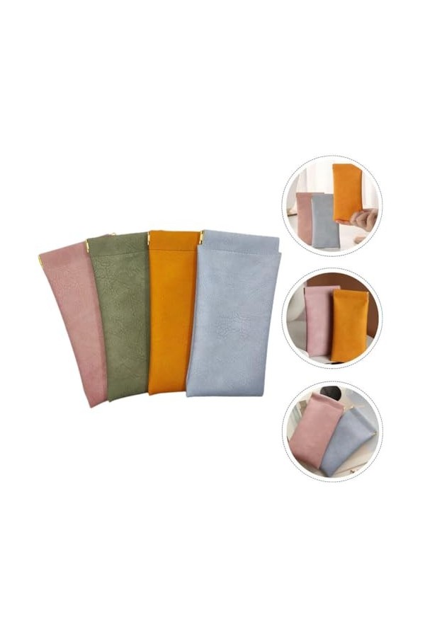 WRITWAA 4 Pièces Sac De Rangement Pour Lunettes à Lunettes Pour Plusieurs Lunettes Pochette à Lunettes Porte-lunettes Hommes 