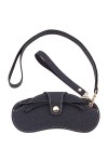 PandaHall Étui à lunettes, pochette portable en cuir PU pour lunettes de soleil avec cordon et fermoirs pivotants en alliage 
