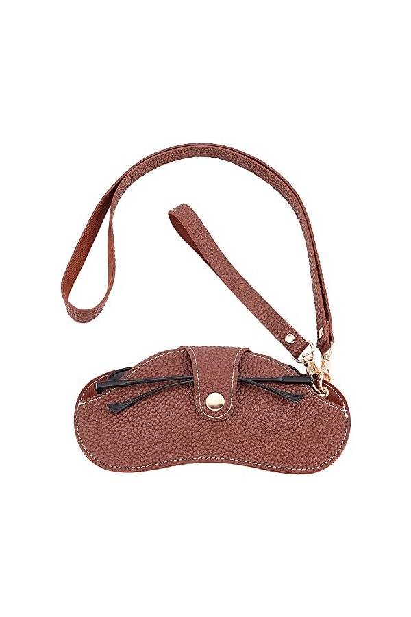 PandaHall Étui à lunettes, pochette portable en cuir PU pour lunettes de soleil avec cordon et fermoirs pivotants en alliage 