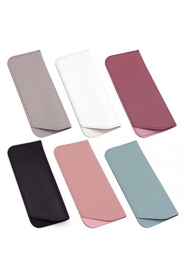 DULSPUE 6 pièces Étui à lunettes souple,Étui Lunettes,étui souple à glisser dans la pochette, PU Cuir Sac Lunettes Boitier po
