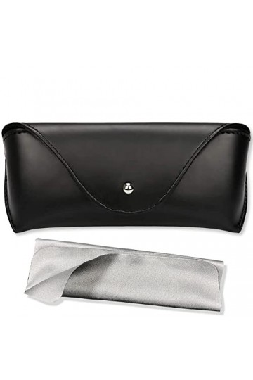 Étui à lunettes portable en cuir souple et durable pour lunettes de soleil - Pour homme et femme - noir - Taille M