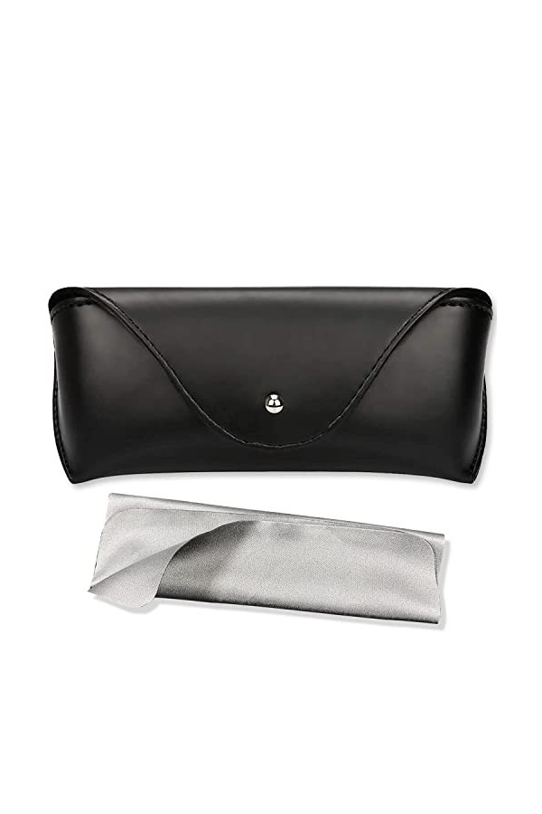 Étui à lunettes portable en cuir souple et durable pour lunettes de soleil - Pour homme et femme - noir - Taille M