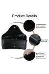 Étui à lunettes portable en cuir souple et durable pour lunettes de soleil - Pour homme et femme - noir - Taille M