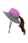 Fueerton Chapeau dété en maille à large bord pour femme avec trou pour queue de cheval Violet, violet, Taille Unique