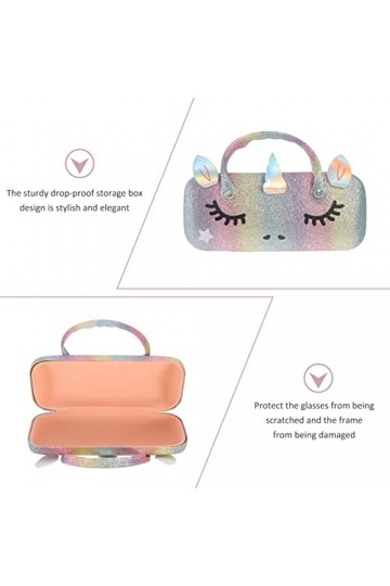 Ciieeo Vitrines Pour Caisse De Rangement À Lunettes Holographique Pour Et Enfants À Lunettes Licorne À Paillettes Éblouissant