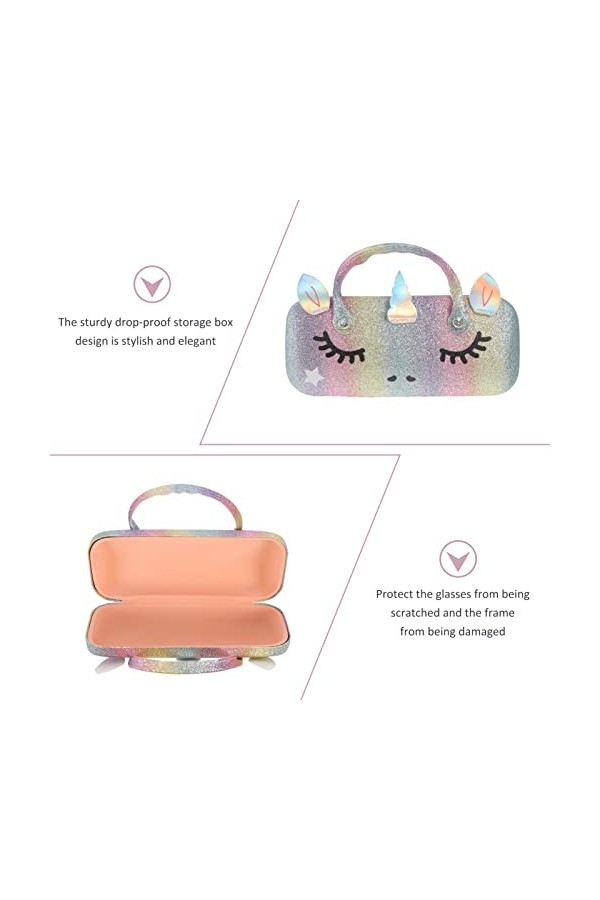 Ciieeo Vitrines Pour Caisse De Rangement À Lunettes Holographique Pour Et Enfants À Lunettes Licorne À Paillettes Éblouissant