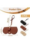 Elkflee Lot de 3 sacs à lunettes de soleil en cuir souple avec lanière anti-rayures - Étui à lunettes en cuir synthétique sou
