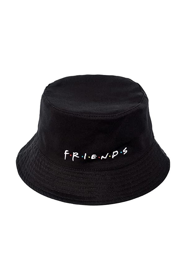 Concept One Chapeau cloche réversible avec logo Friends Doodle et motif en coton, noir et olive, taille unique, Noir/olive, t