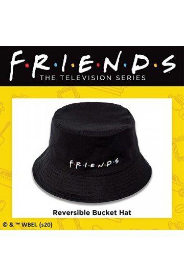 Concept One Chapeau cloche réversible avec logo Friends Doodle et motif en coton, noir et olive, taille unique, Noir/olive, t