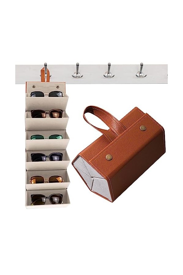 Fulenyi Étui à lunettes pliable | rangement multi-lunettes en cuir PU,Mallette rangement portable multi-lunettes lunettes sol