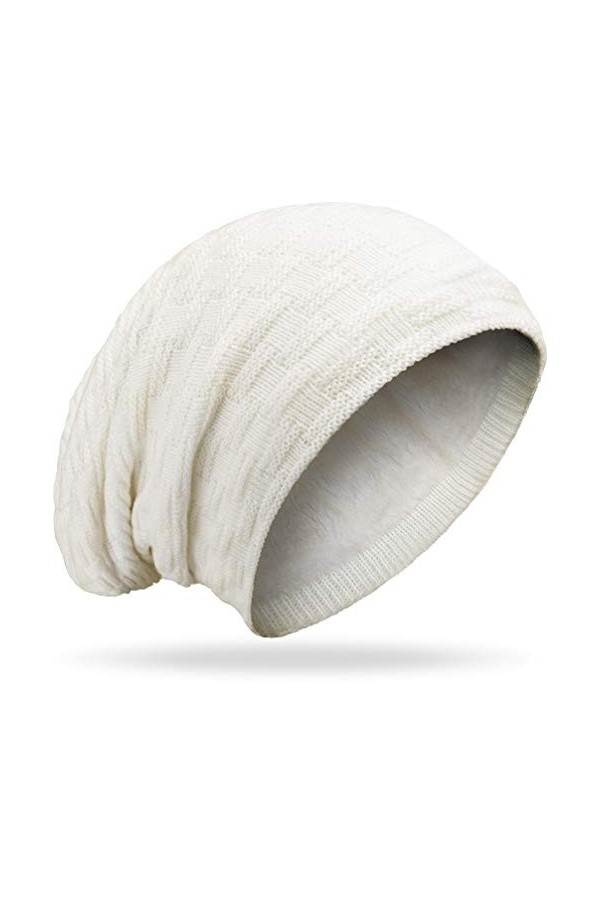 Grin&Bear M10 Bonnet long type beanie à gros tricot et polaire éponge - Noir - Taille Unique