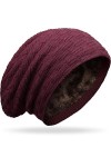 Grin&Bear M10 Bonnet long type beanie à gros tricot et polaire éponge - Noir - Taille Unique
