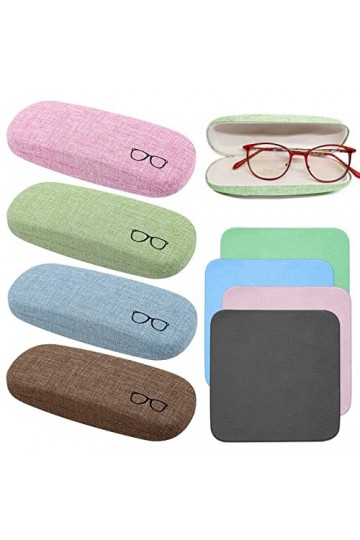 ExeQianming Étuis à Lunettes, 4 Pièces Boîte en Protection de Lunettes, Étui de Protection pour Lunettes en Toile de Lin pour