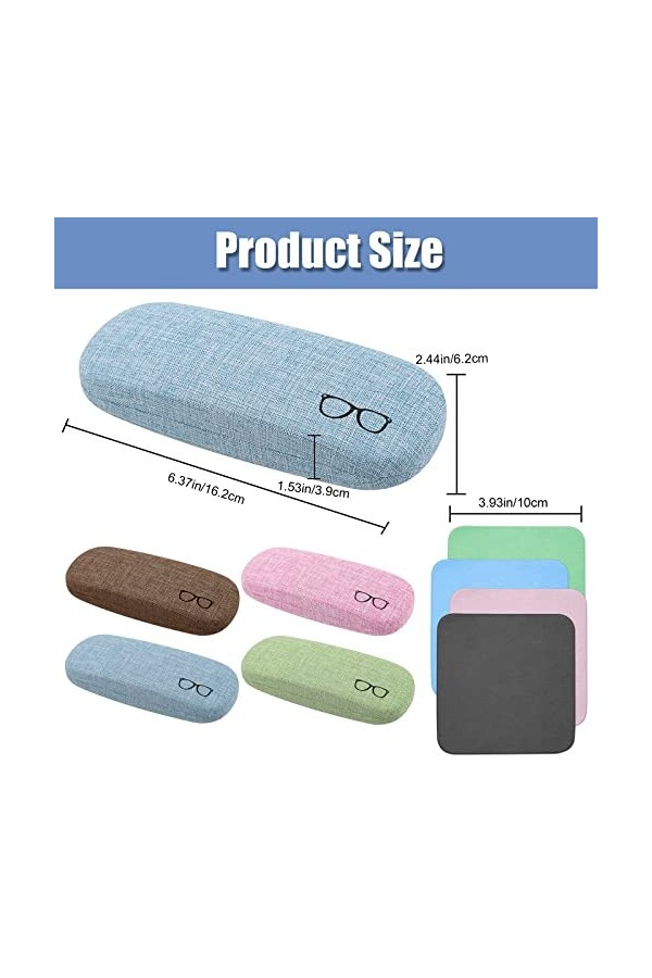 ExeQianming Étuis à Lunettes, 4 Pièces Boîte en Protection de Lunettes, Étui de Protection pour Lunettes en Toile de Lin pour