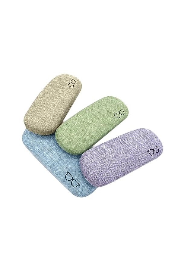 Csirnto Étuis à Lunettes 4 Pièces Étui à Lunettes Rigide Portable Étui de Protection Étui à Lunettes Rigide en Toile de Lin O