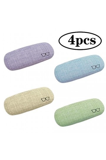 Csirnto Étuis à Lunettes 4 Pièces Étui à Lunettes Rigide Portable Étui de Protection Étui à Lunettes Rigide en Toile de Lin O