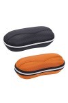 molshine 2 pièces étui à lunettes de soleil portable, étui à lunettes à fermeture éclair pour femmes hommes Noir&Orange 