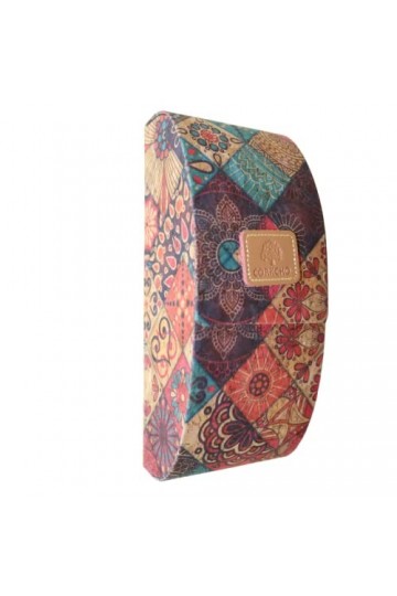 Elevanty Housse de lunettes verticale en liège, boîte pour lentilles de contact ouverture mi-côté, étui à lunettes avec foula