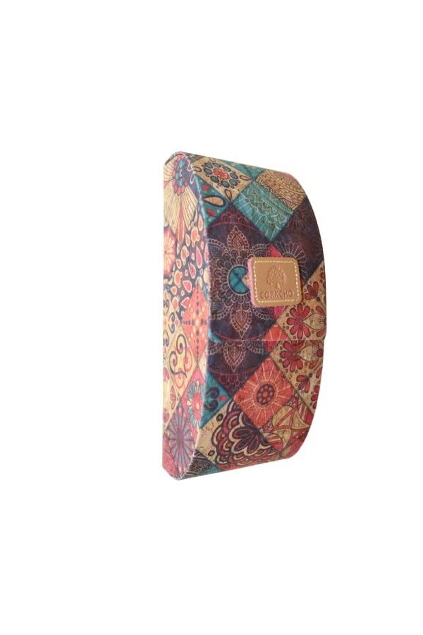 Elevanty Housse de lunettes verticale en liège, boîte pour lentilles de contact ouverture mi-côté, étui à lunettes avec foula