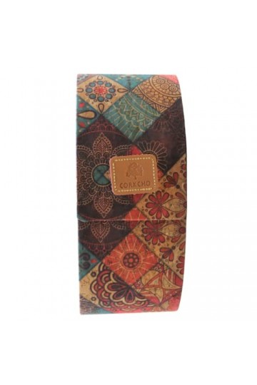 Elevanty Housse de lunettes verticale en liège, boîte pour lentilles de contact ouverture mi-côté, étui à lunettes avec foula