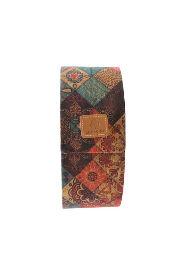 Elevanty Housse de lunettes verticale en liège, boîte pour lentilles de contact ouverture mi-côté, étui à lunettes avec foula