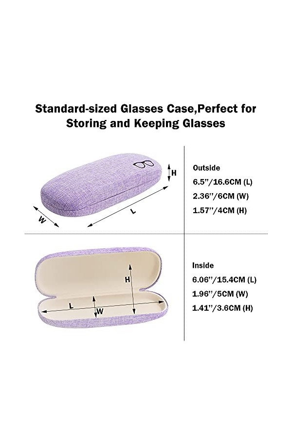 LZYMSZ Lot de 4 étuis à lunettes, étui à lunettes portable en toile rigide, étui à lunettes pour ranger lunettes de soleil av