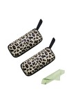 ZARSIO Lot de 2 étuis à lunettes rigides avec fermeture éclair et chiffon pour lunettes Motif léopard, jaune, taille unique