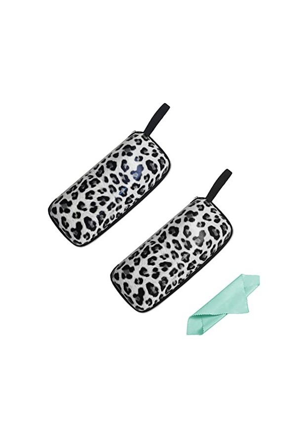 ZARSIO Lot de 2 étuis à lunettes rigides avec fermeture éclair et chiffon pour lunettes Motif léopard, jaune, taille unique