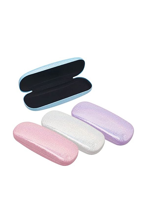 RoadLoo Étui à Lunettes Rigide, 4 Pièces Étuis à Lunettes Étui à Lunettes à Coque Dure à Paillettes Étui à Lunettes Éblouissa