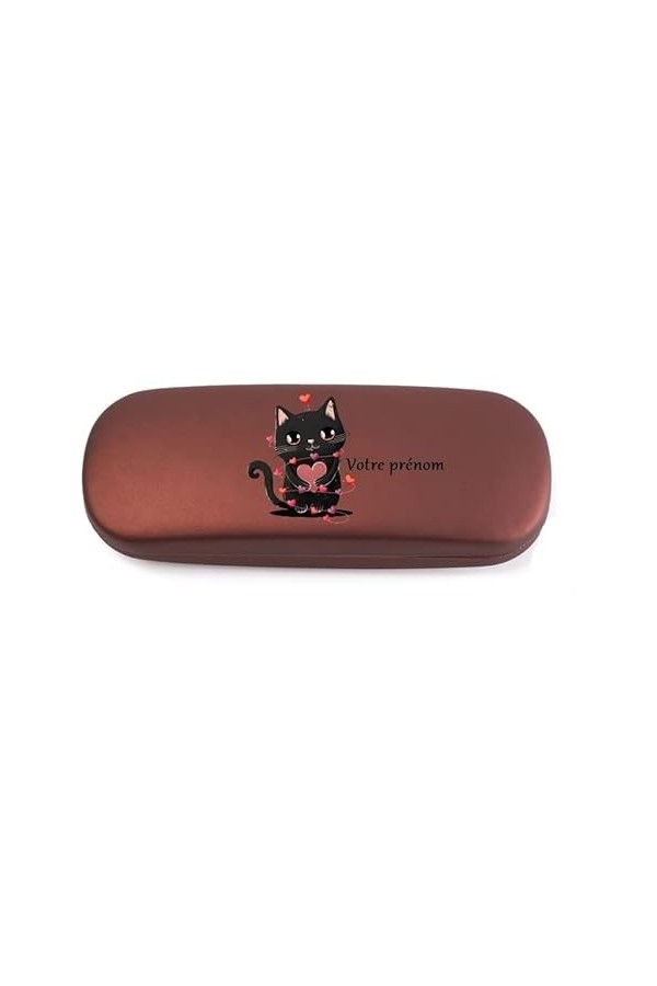 Taperso Etui rouge lunettes chat coeur personnalise