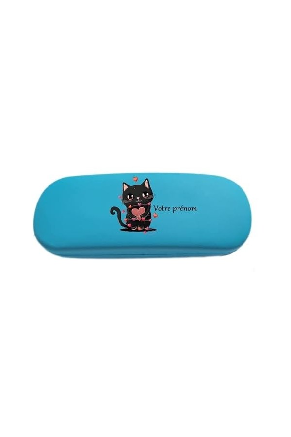 Taperso Etui rouge lunettes chat coeur personnalise
