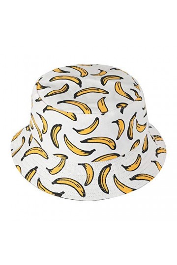 ZLYC Chapeau Bob Coton Été Fruit Chapeau de pêcheur pour Femmes Hommes Banane, Blanc2,Taille Unique 