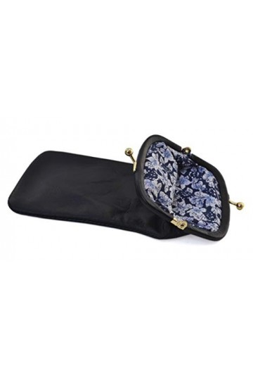 ATIPIX Etui à lunettes de vue ou de soleil en cuir dagneau véritable, souple et doux intérieur tissu type Liberty - Gris mé