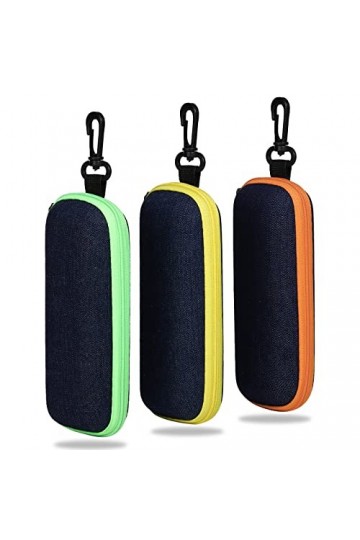 molshine 3 pièces étui à lunettes portable en denim, étui à lunettes de voyage avec fermeture éclair avec crochet pour étudia