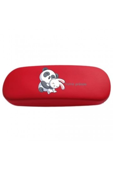 Taperso Etui rouge lunettes panda lapin personnalise