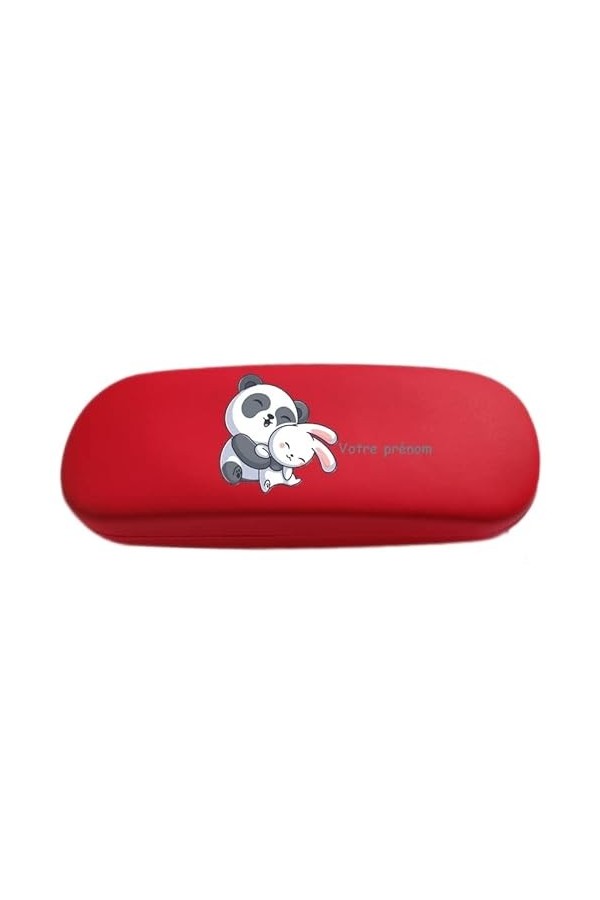 Taperso Etui rouge lunettes panda lapin personnalise
