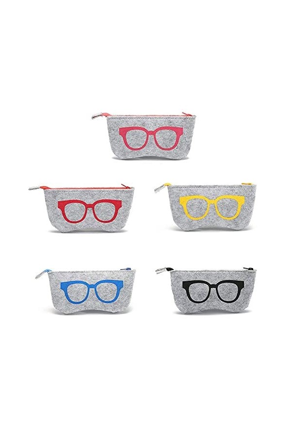 5 Pièce Étui à Lunettes de Voyage Portable, Etui Lunettes Souple, Etui Lunettes de Protection, Étuis à Lunettes Portatifs, po